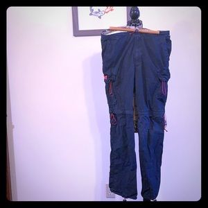 Dark Blue Structure Cargo Pants with zip off legs